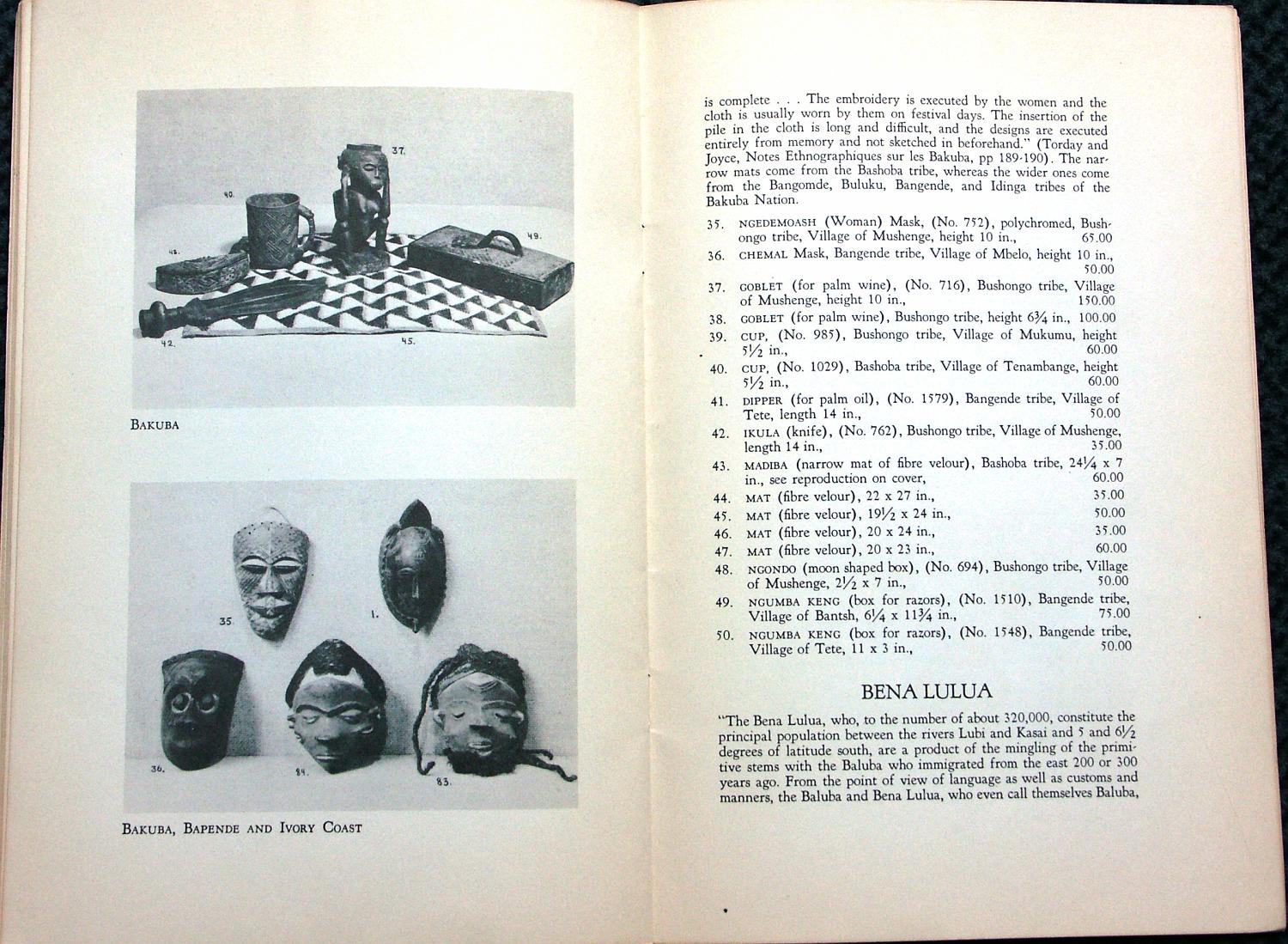 WEYH40,S.08 Kuba-Gefäss + Kuba-Maske + Pende-Maske + Baule-Maske,Hans Himmelheber in Weyhe-Galerie,1940